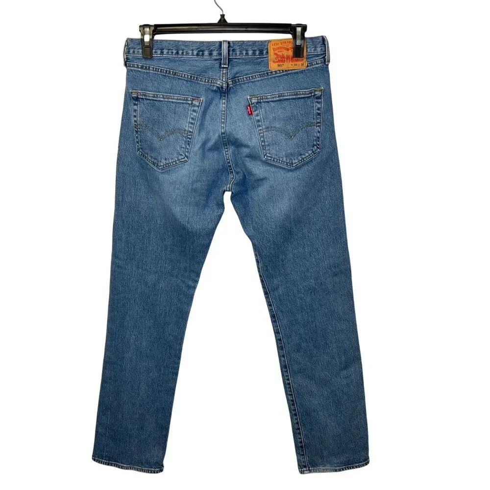 Levis 501 Original Fit Mens Jeans Size 33x32 Button Fly Straight Leg Blue Denim